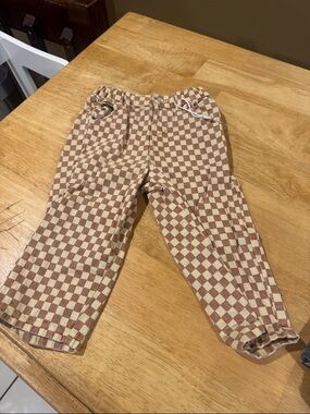 Zara Checkerboard Pants in Beige and Brown